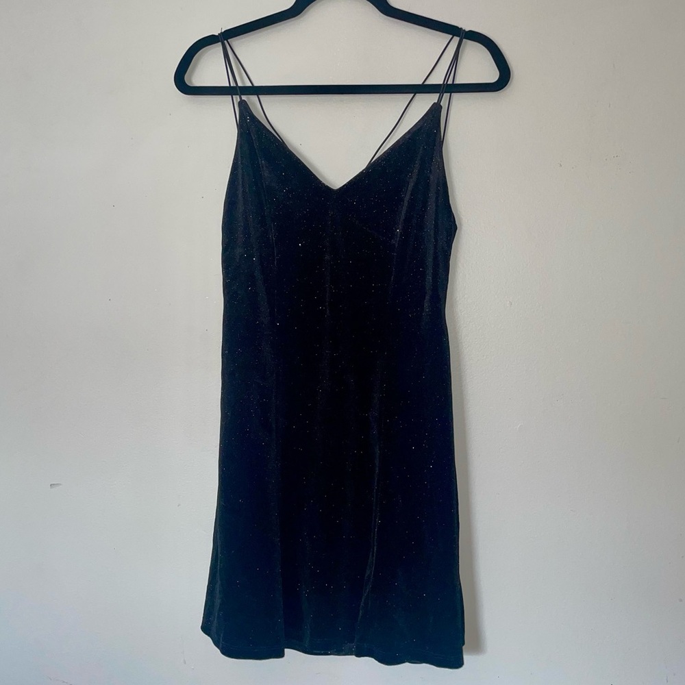 Sparkly Black Velvet Mini Dress